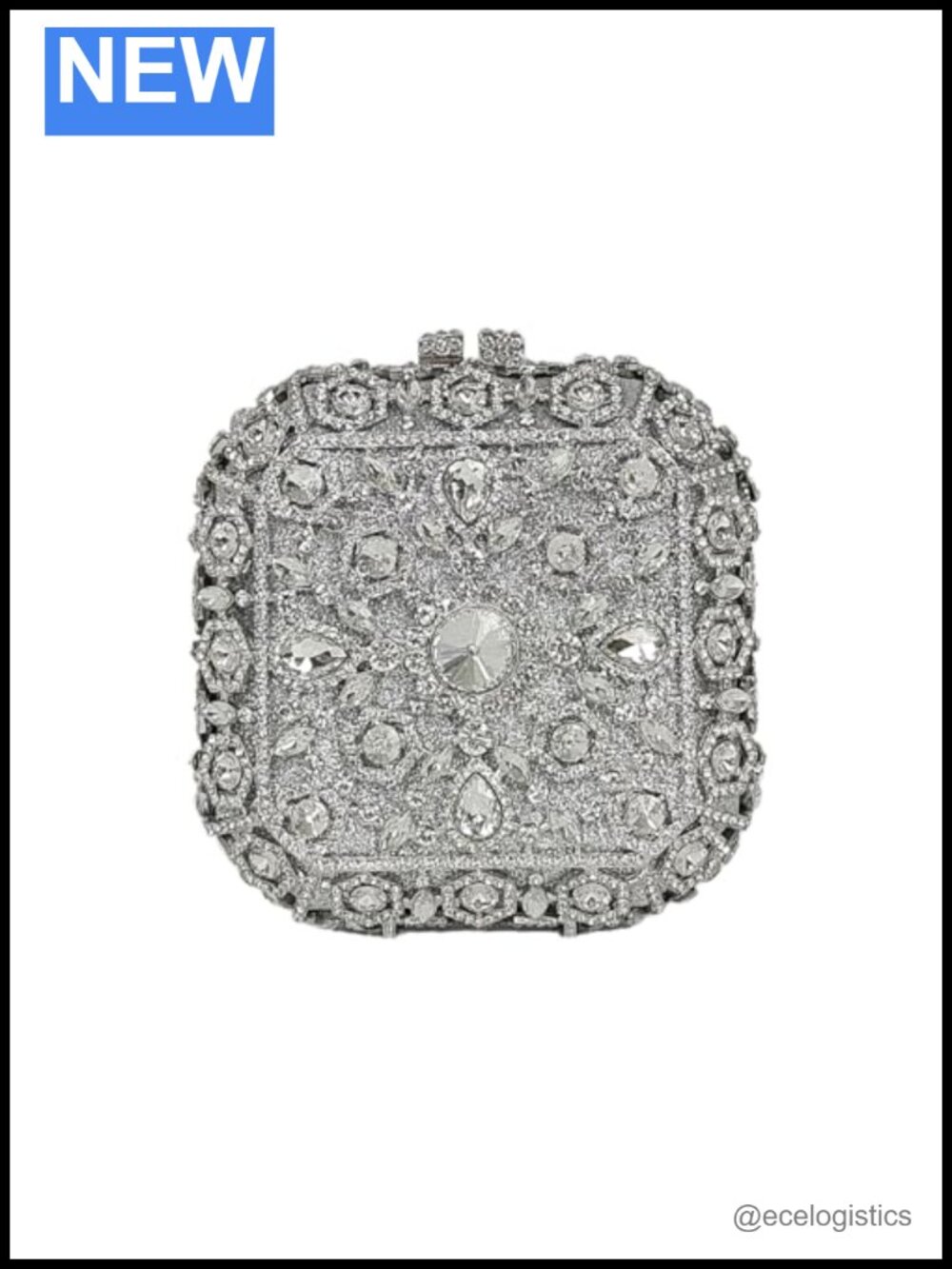 HUANG ZHUANG Octagonal Box Evening Bag Crystal Clutch Glitter Rhinestone Handbag